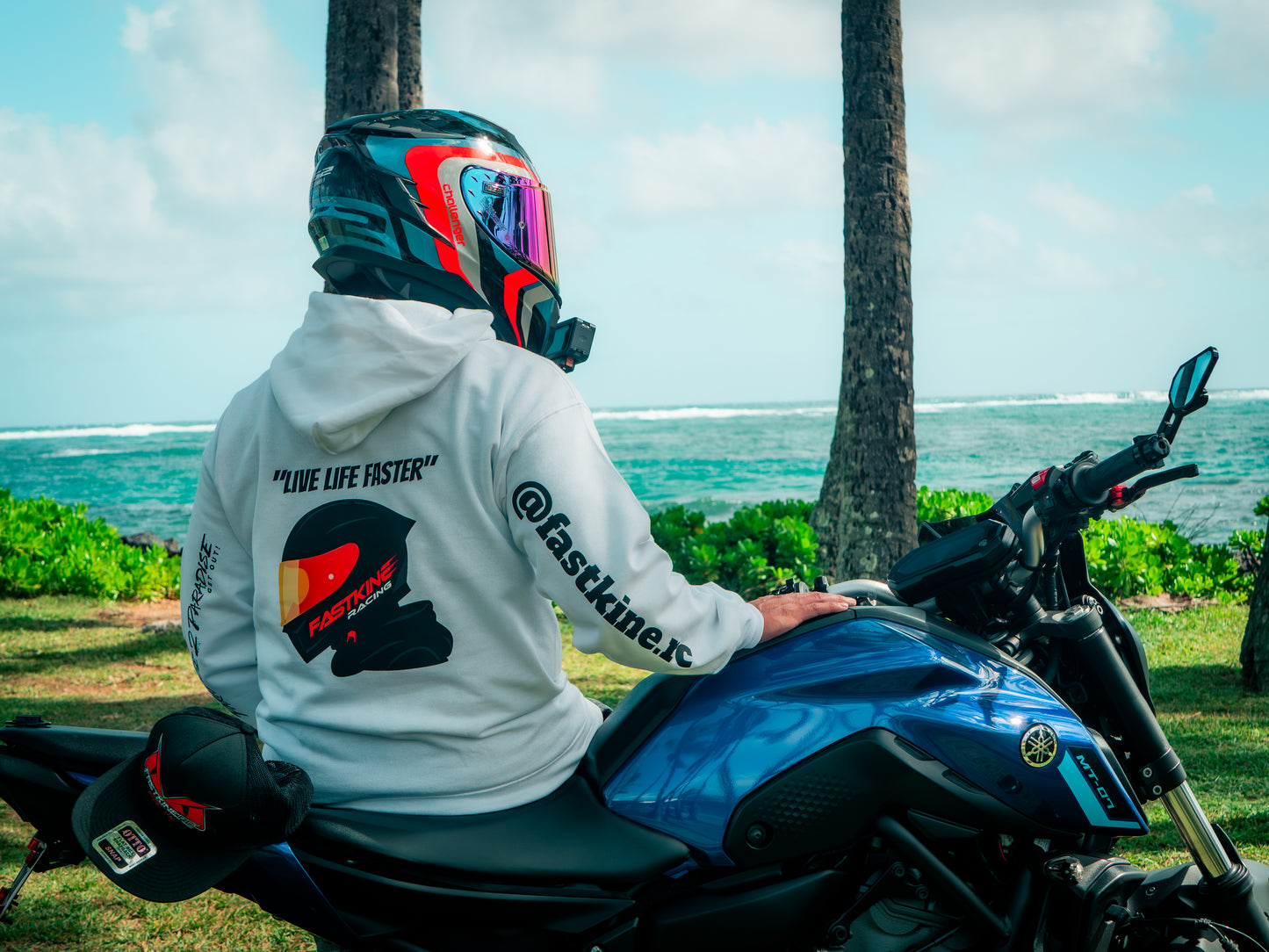 "Live life faster" Unisex White lifestyle hoodie